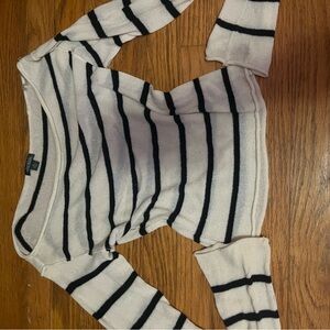 Striped Lightweight Boatneck Sweater - White/Black